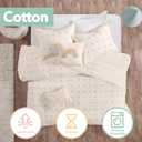 Intelligent Design Kids Quilt Set Cotton Jacquard Weave Colorful Poms Accent All Season Shabby Chic Bedding Coverlet Bedspred, Girls Bedroom Dcor, Full/Queen, Pom-poms Ivory