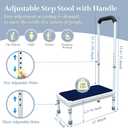 Bedside Steps for High Beds Step Stool with Handle for Elderly Adult Medical Heavy Duty Safety Stepstools for Seniors 400 Lb Capacity Non-Slip Wide Platform to Get in Bed, Car, Bathroom (Blue-21.6")