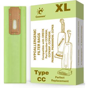 12 Pack Great Compatible with Oreck XL Vacuum Bags, Hypoallergenic Fits All Oreck XL Upright Vacuums, Filter Type CC Vacuum Bags