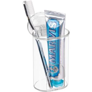 iDesign Plastic Suction Tumbler Cup and Bathroom Organizer for Mirror or Shower Storage  3" x 3.5" x 4.5", Clear