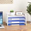 Desk File Organizer 4-Tier Desktop Paper Mail Organizer Document Holder for Home Office Supplies, Office Desk Accessories & Workspace (White)
