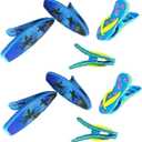 4 Set (8 Ct) 2X Blue Flipflops / 2X Blue Surfboard Beach Towel Clips Jumbo Size for Beach Chair, Cruise, Pool & Patio Accessories, Household Clip, Baby Stroller