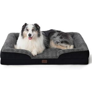 Bedsure XL Orthopedic Dog Bed for Extra Large Dogs - Washable XLarge Dog Cat Bed Waterproof, Comfort Dogs Couch Sofa with Washable Removable Cover, Pet Bed with Nonskid Bottom, Plush-Black, 42"