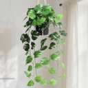 alyptus Fake Pothos Hanging Plants - Artificial Hanging Plant with Pot Realistic Faux Pothos Vines for Indoor Dcor, Lush Greenery for Balcony Patio Office, Bathroom - Golden Green