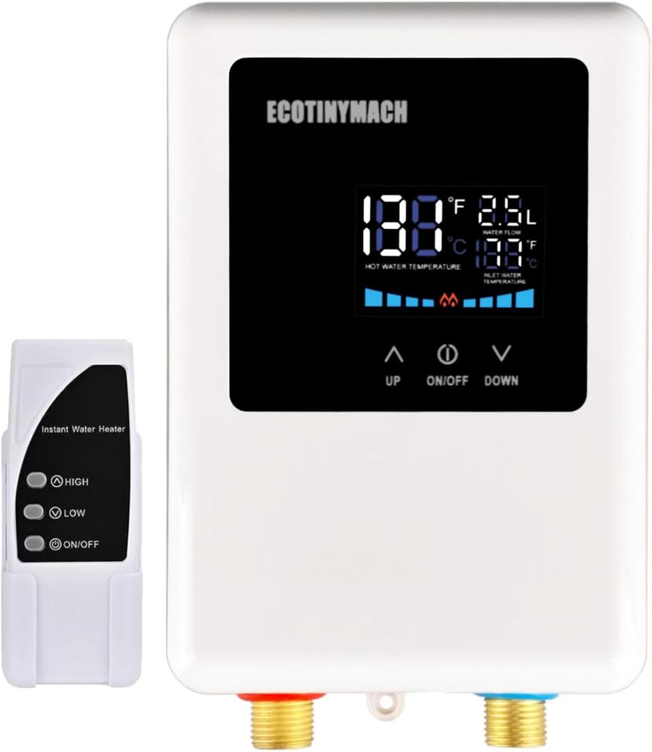 Tankless Water Heater Electric 110V, 3000W Instant Water Heater Under Sink, Conversion Between Fahrenheit and Celsius, Remote Control