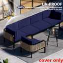 14 Piece Outdoor Patio Waterproof Cushion Covers, Fits 6-Seat Wicker Rattan Sectional Couch Chair Furniture Cover Replacement Set - Fade-Resistant Patio Cushion Covers with Zipper, Size: 27*27*4 inches