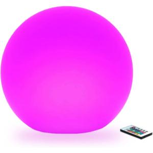 LED Glowing Ball Light, 8-Inch Cordless 16 Color Changing and 4 Light Modes Kids Night Light, Rechargeable & Dimmable Mood Lamp with Remote Control, Perfect for Home Patio Yard Accent Decor