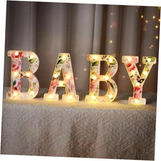 Woodland Greenery Centerpieces Baby Marquee Light up Sign Letters 8.26'' Pink