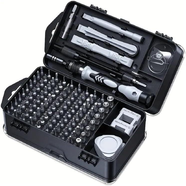 115-in-1 Precision Screwdriver Sets, Professional Repair Tool Kit with Flat Head & Multiple Bits for Electronics, Phone, Watch, Automotive Maintenance - Magnetic, Non-Slip Handle & Tweezers(Grey)