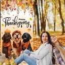 2 x MEHOFOND Fall Thanksgiving Door Cover, Double Sided for Outside Dog Pumpkin Maple Leaves Give Thanks Turkey Seasonal Autumn Yard Decoration 3.6x5.9ft