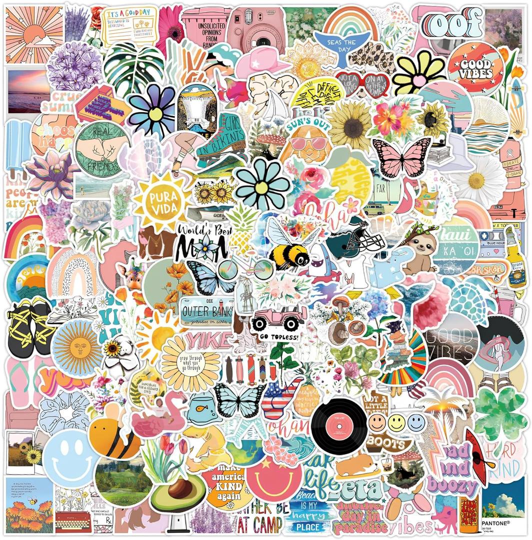 200Pcs Water Bottle Stickers for Kids, Cute Stickers for Water Bottles, Vinyl Waterproof Aesthetic Laptop Sticker Pack Classroom Prizes Skateboard for Kids Teens Girls Students