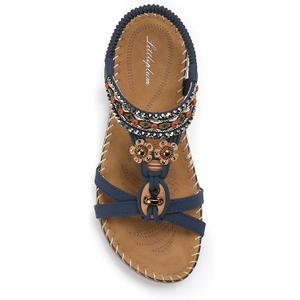 Littleplum Womens Sandals Arch Support Summer Beach Sandals Comfort Walking Shoes Bohemian Flip Flops Sandals for Women (8, Fashion Blue)