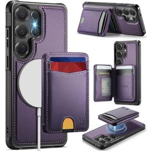 for Samsung Galaxy S25 Ultra Case Wallet Compatible with Magsafe, RFID Blocking Magnetic Card Holder 2 in 1 Detachable Kickstand Shockproof Phone Case for Galaxy S25 Ultra 6.9" Purple