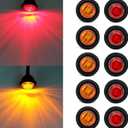 FXC 'Purishion 10x 3/4 in' Round LED Clearence Light Front Rear Side Marker Indicators Light for Truck Car Bus Trailer Van Caravan Boat, Taillight Brake Stop Lamp (12V, Red+Amber)
