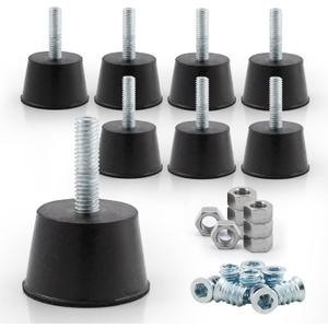 NEWBYTEK Adjustable 1/4" Rubber Threaded Furniture Levelers - 8 Pack | Screw-in Table Chair Feet Glides for Chairs, Tables, Cabinets, Patio Furniture