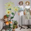 3PCS Giant Artificial Flower Set Waterproof Durable No Fade Easy Care 3D Floral Decor for Home Wedding Office Garden Christmas Party Conference Centerpiece (Light Green)
