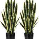 Crowye Tall Artificial Snake Plant Faux Sansevieria Plant Large Fake Snake Bulk in Pot for Home Office Housewarming Gift(2 Pack,2.25 Ft)