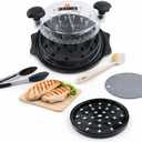 Chicken Shredder Tool Twist with Brush -10" Large Chicken Breast Meat Shredder Machine – BPA-Free Meat Grinder with Removable Tray, Non-Slip Suitable for Pork, Beef, Chicken - Dishwasher Safe (Black)