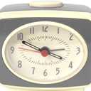 Alarm Clock Grey Small Silent Movement Vintage Classic Style Battery Powered Small Alarm Clock (Gray)