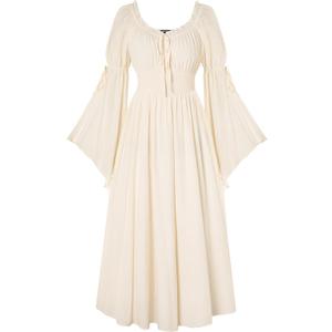 Scarlet Darkness Renaissance Dress for Women Medieval Peasant Dress Long Bell Sleeve Dresses (Medium, Apricot)