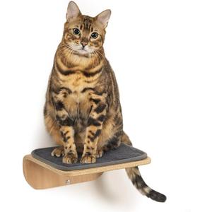 Cat Wall Shelves,Cat Wall Steps and Perch,Stairs,Ladders,Nest,Bed,Modern Wooden Floating Climbing Furniture for Hopping and Sleeping,with Scratching Cushion（Step）