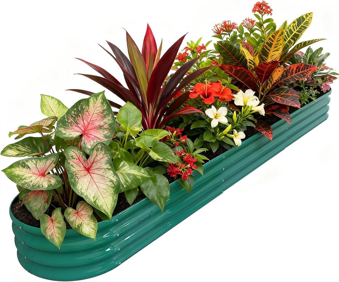 Raised Garden Bed, 12" Tall Galvanized Metal Raised Beds for Gardening Kit
12x2x1ft, Large Above Ground Planters Boxes for Outdoor Plants Vegetables, Flowers, Herbs, Fruits, Rust Resistant, Green