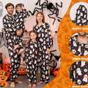ANGELGGH Matching Halloween Onesie Pajamas Family Holiday Hooded PJs Adult Couples One Piece Sleepwear Funny Ugly Loungewear (Small, Ghost)