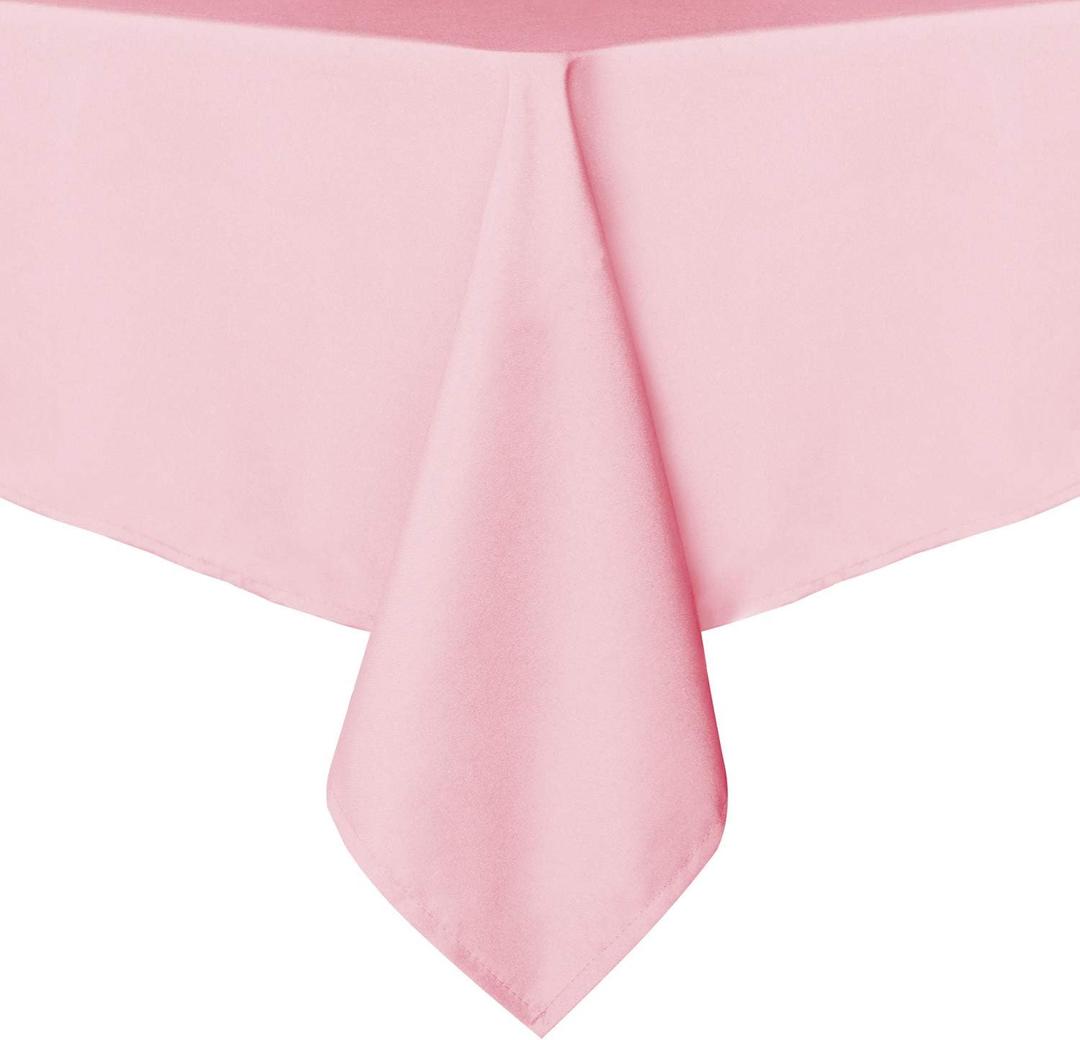 sancua Rectangle Tablecloth - 70 x 90 Inch - Stain and Wrinkle Resistant Washable Polyester Table Cloth, Decorative Fabric Table Cover for Dining Tables, Buffet Parties and Camping, Pink