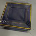 200PCS Blue Plastic Dessert Plates with Plastic Forks -6’’ 100 Square Disposable Appetizer Plates Small Cake Plates with Gold & 100 Navy Blue Small Appetizer Forks for Wedding/Birthday/Party