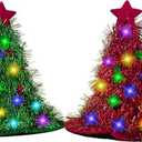 Christmas Hat Set Multi-Piece Set with 30 LED Colorful Lights Christmas Tree Decoration Hat for Adults