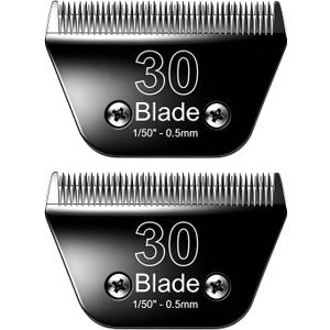 2PCS 30W Wide Blades for Dog Grooming Blades Compatible with Andis Dog Clippers,Stainless Steel Dog Clipper Blades Compatible with Oster A5,Wahl km10 for Animal Dog,Cat,Horse,Black