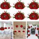 6-Pack Red Artificial Flower Balls Wedding Table Centerpieces