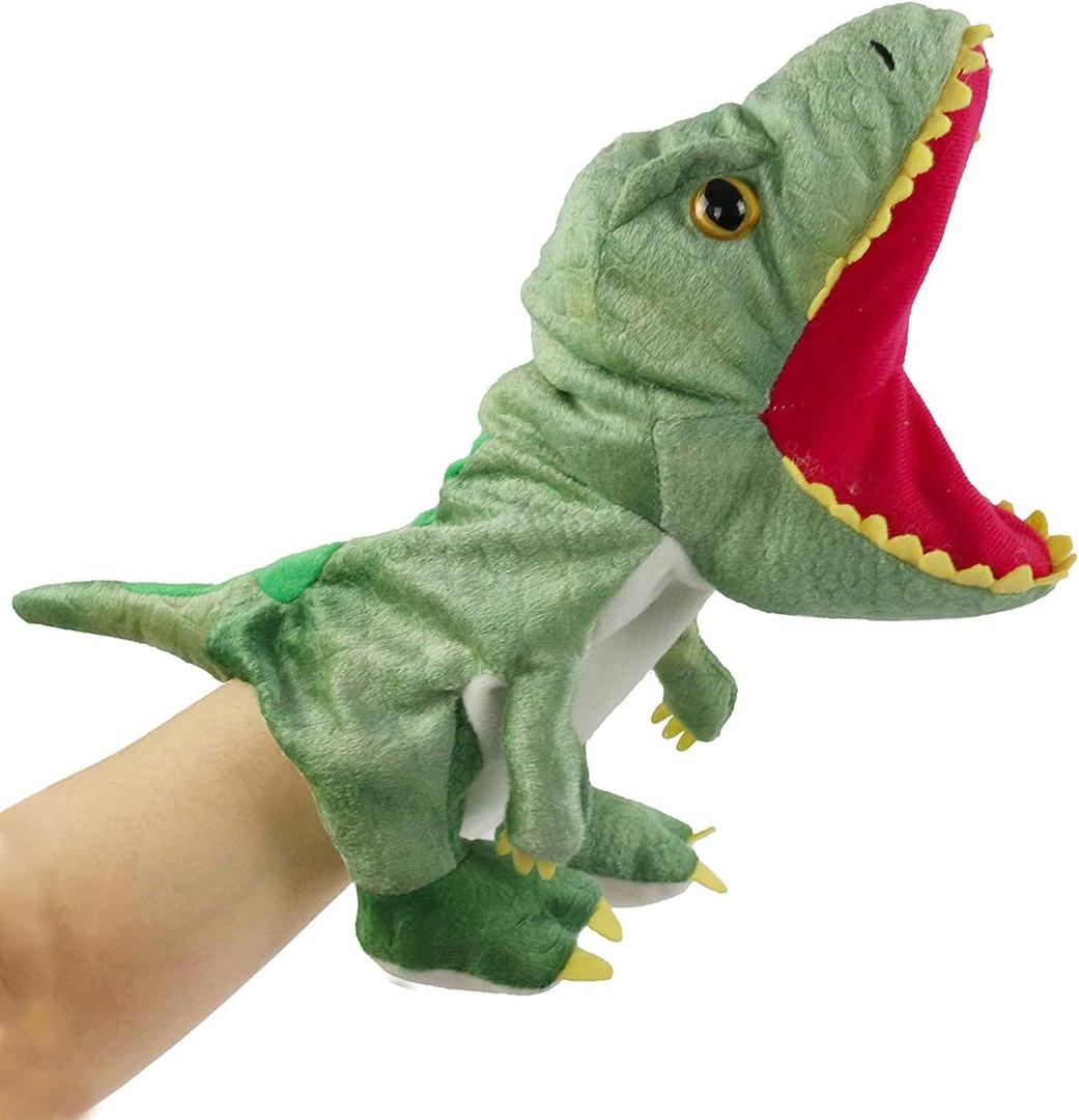 HooYiiok Plush Dinosaur Hand Puppets,Dinosaur Stuffed Animal Cute Soft Plush Toy Great Birthday Gift for Kids 11 inches Open Movable Mouth for Creative Role Play