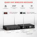 Phenyx Pro Wireless Microphone System, 4-Channel VHF Wireless Microphone Set with 2 Handhelds/2 Bodypacks/2 Lapels/ 2 Headset, Metal Receiver, Suitable for Church, Meeting, Conference(PTV-2000-2H2B)