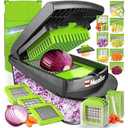 Mueller Pro-Series 10-in-1, 8 Blade Vegetable Chopper, Onion Mincer, Cutter, Dicer, Egg Slicer with Container, French Fry Cutter Potato Slicer, Home Essentials, Salad Chopper