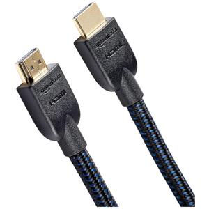 Amazon Basics Nylon-Braided HDMI 2.0 Cable, 15ft, 4K@60Hz, 18Gbps, 2160p, 48 bit, Compatible with TV/PS5/Xbox/Roku/Blu-ray, Ethernet, Black & Blue