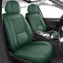 Green Thick Nappa Leather Automotive Front Car Seat Covers Set of 2 | Univerasal Precision Fit,Lumbar Support,3D Contoured,Semi Coverage,Waterproof,ThickTexture,for most Suvs Trucks Sedans