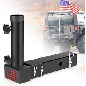 GADFISH Trailer Hitch Flagpole Mount - Universal Flag Mount for 2" Receiver, Black (1 Flagpole)