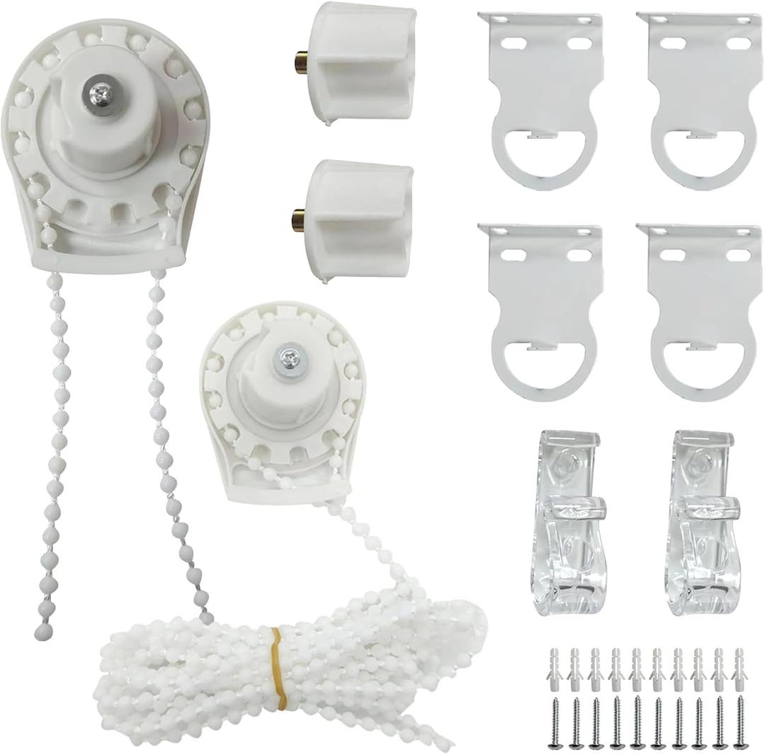 2 Set Roller Shade Accessory Set, Roller Blinds Connector Shades Clutch for 1.1"(28mm) Tube Fitting Parts Repair Kit Complete with Child Safty P-Clips and Transparent Handle