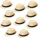 Haysandy 10 Pack 1920s Fedora Hats for Men Short Brim Sun Panama Hats for Men Women Party Costume