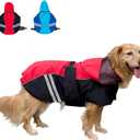 Dog Raincoat for Medium Large Extra Large Dogs, Waterproof Rain Jacket with Reflective Strap, Lightweight Hoodies Full-Body Coverage Dry Clothes (XL, Red)
