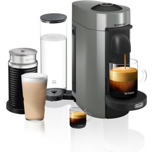 De'Longhi Nespresso Vertuo Plus Coffee and Espresso Maker by De'Longhi, Grey with Aeroccino Milk Frother (Gray)