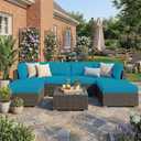 hyha Waterproof Outdoor Cushion Covers for Patio Furniture, Stretch Patio Chair Cushion Slipcovers, Coated UV Resistant Replacement Seat Covers, Solid Color (Teal, 4PC)