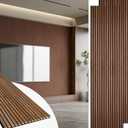 BUBOS Acoustic Wood Wall Panels,2 Pack 47.2” x 12.8” Wood Slat Wall Panels,Soundproof Wall Panels for Living Room,Bedroom,Kitchen & Offices,Natural Walnut