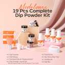 Modelones Dip Powder Nail Kit Starter Set, 4 Colors 19pcs Dip Powder Liquid Set White Nail Nude Pink Dipping Powder Set with Top & Base Coat/Activator/Powder Brush/Recycling Tray for Nails Manicure