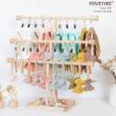 POVETIRE Headband Holder Stand Storage for Baby, 3 Tier Wooden Bow Organizer for Girls Hair Bows, Infant Hair Accessories Rack Display for Nursery Decor