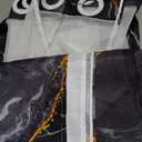 No Hook Shower Curtain with Snap in Liner Set, Black Marble Design, Waterproof Washable Fabric Hotel Shower Curtains for Bathroom Decor with See Through Mesh Top Window 71x74 Inch