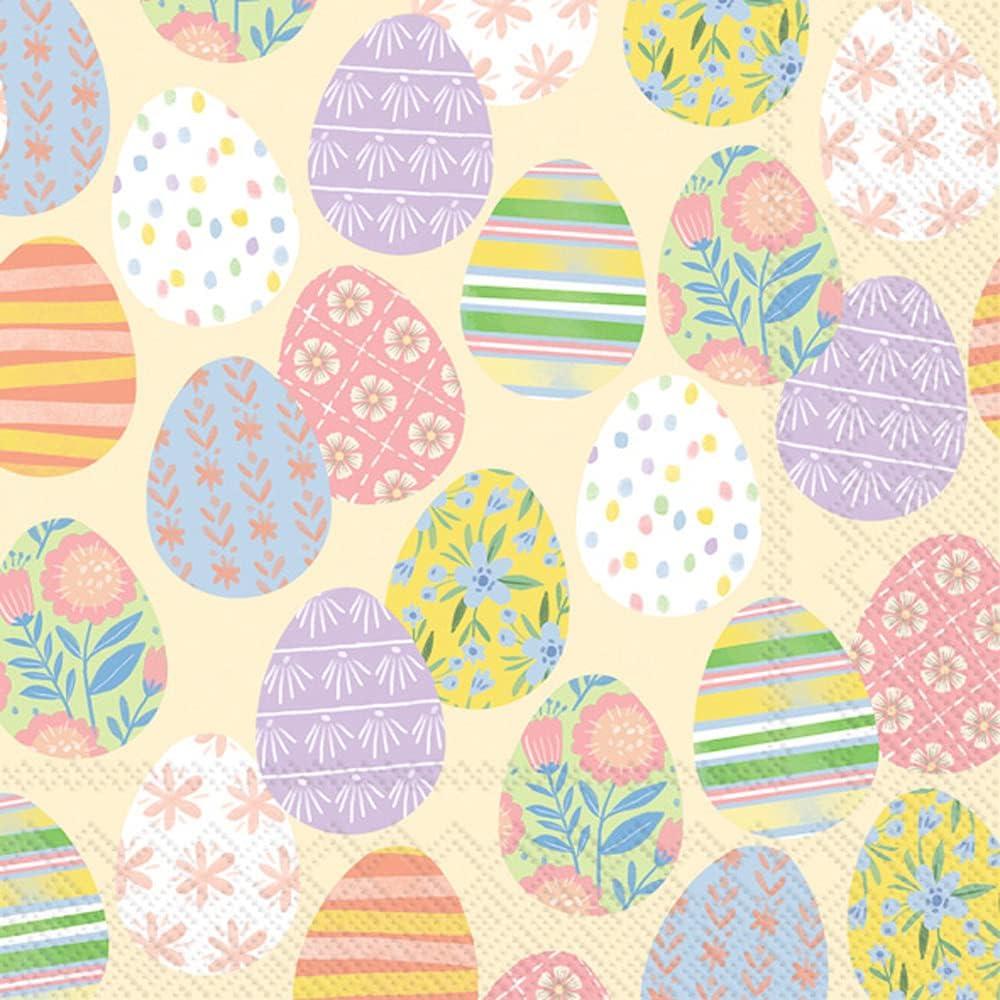 Boston International IHR 3-Ply Paper Napkins, 20-Count Lunch Size, Eggstra Eggs Cream