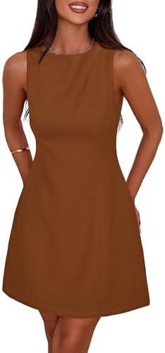 PRETTYGARDEN Womens Formal Short Dresses 2026 Summer Sleeveless Boat Neck A Line Elegant Mini Cocktail Party Dress, Medium