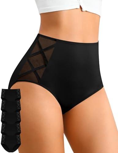 ASIMOON Seamless Underwear for Women No Show High Waisted Panties Tagless Wave Edge Full Coverage Ladies Briefs Multi Pack XL